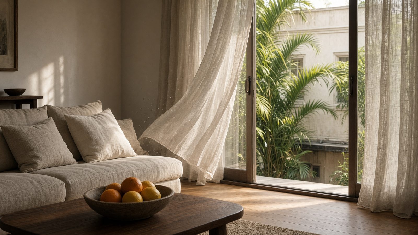 Sunlit apartment interior.